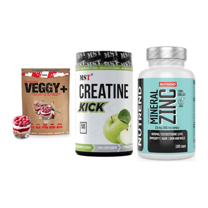 Pflanzliches Set: Sinob VEGGY + MST Creatine + Nutrend Zinc – alle enthaltenen Artikel