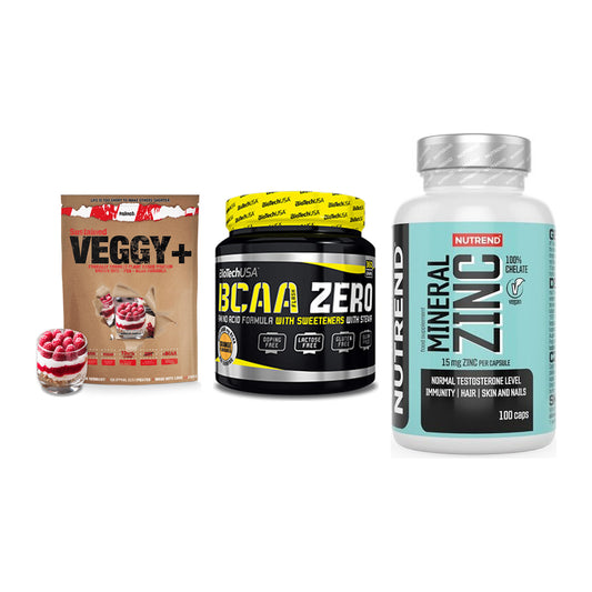 Pflanzliches Set: Sinob VEGGY + BioTech BCAA + Nutrend Zinc – alle enthaltenen Artikel