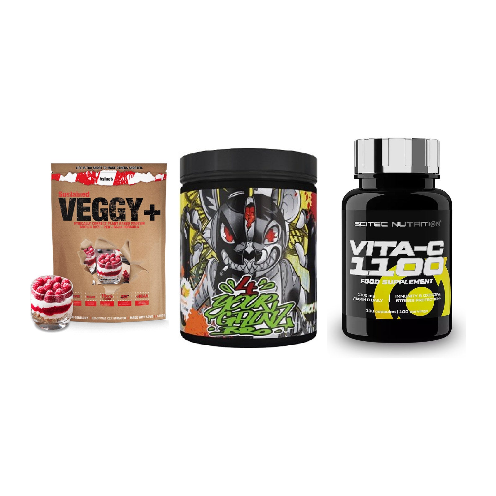 Pflanzliches Set: Sinob VEGGY + BPS-Pharma + Scitec Vitamin – alle enthaltenen Artikel