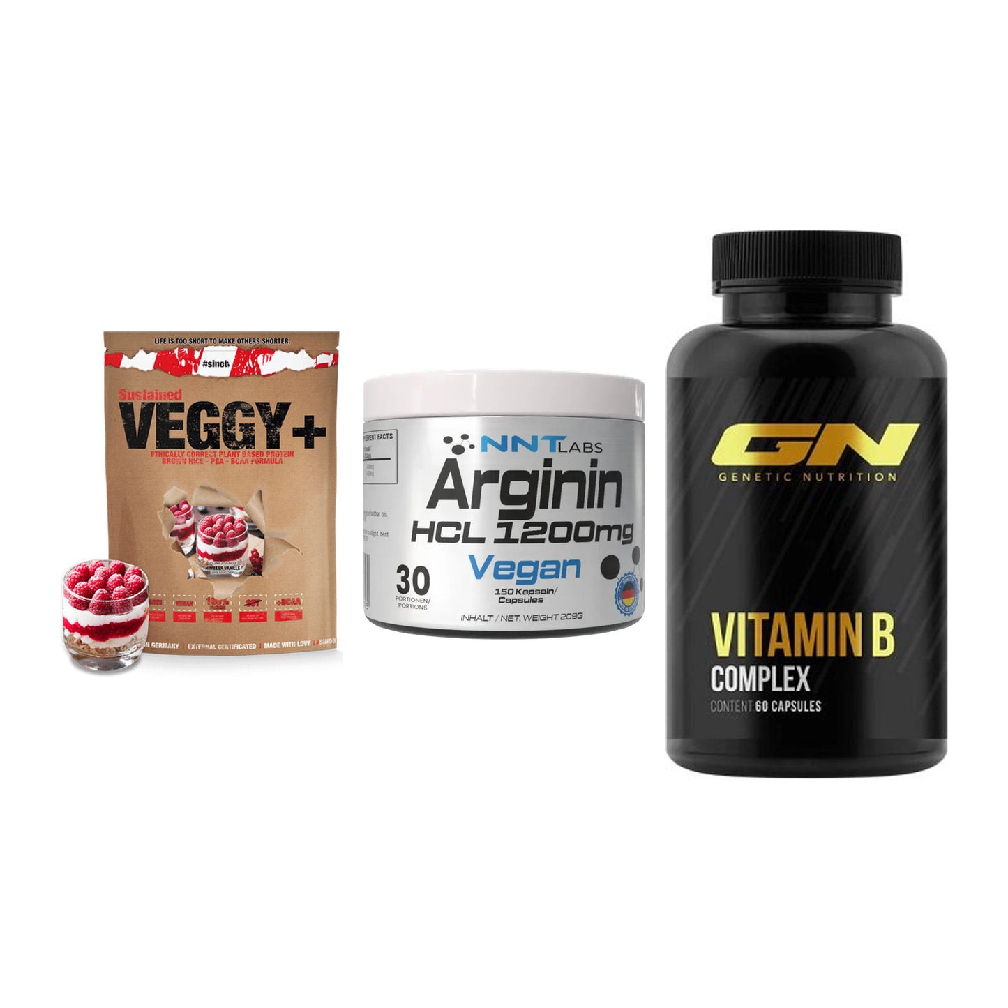 Pflanzliches Set: Sinob VEGGY + NNT Arginin HCL + GN Vitamin – alle enthaltenen Artikel