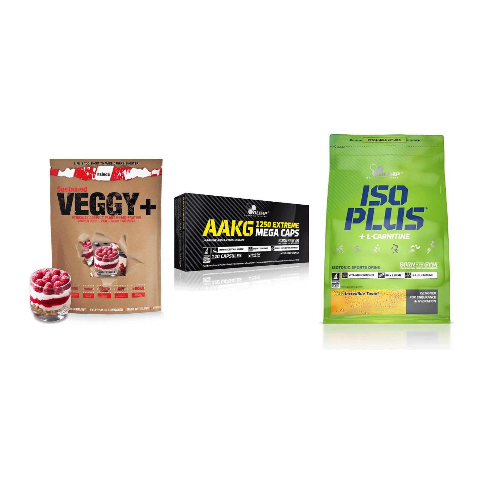 Pflanzliches Set: Sinob VEGGY + Olimp AAKG + Olimp Iso Plus – alle enthaltenen Artikel