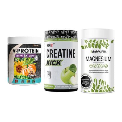 Pflanzliches Set: ProFuel V-Prote + MST Creatine + Sinob Magnesium – alle enthaltenen Artikel