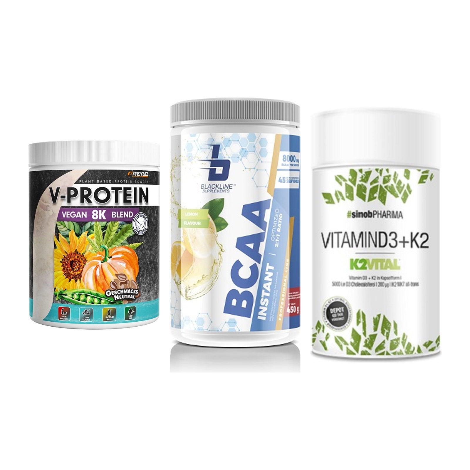 Pflanzliches Set: ProFuel V-Prote + Blackline + Sinob Vitamin – alle enthaltenen Artikel