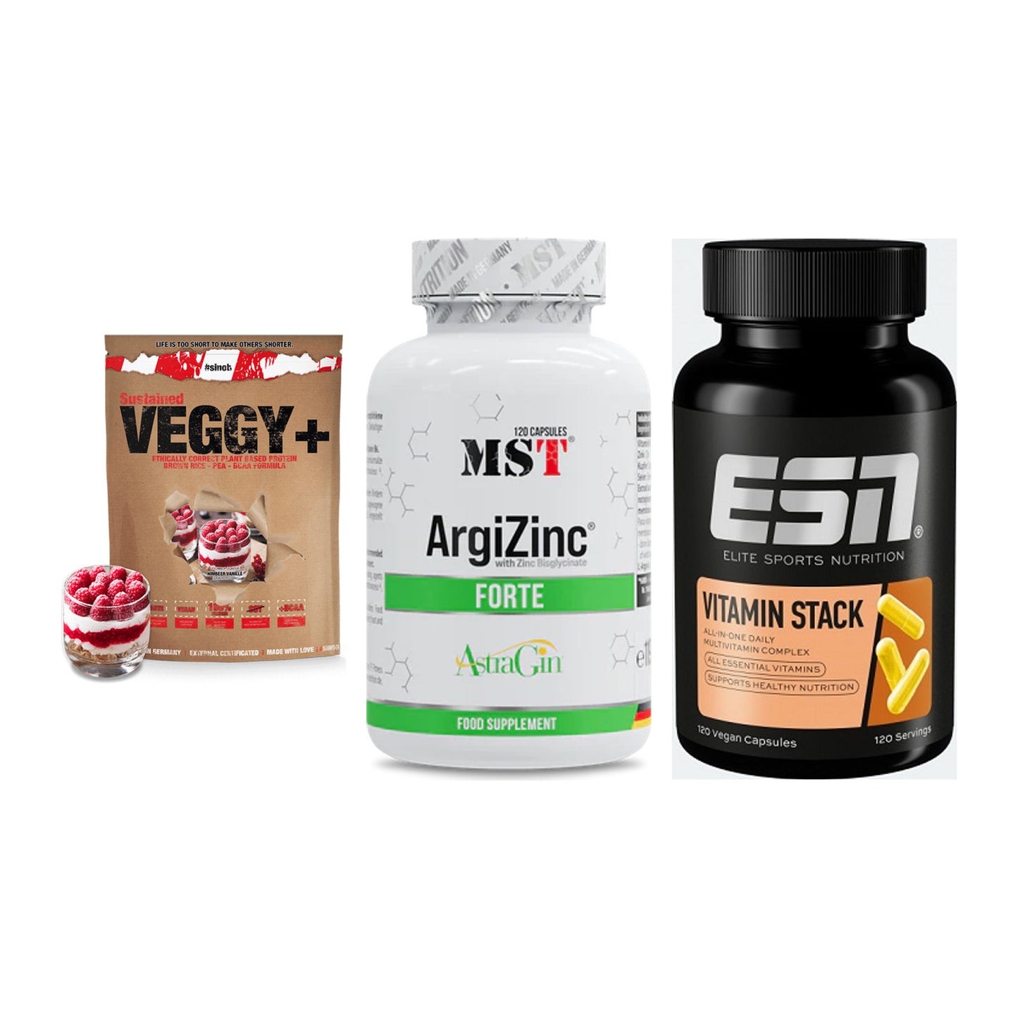 Pflanzliches Set: Sinob VEGGY + MST ArgiZinc + ESN Vitamin – alle enthaltenen Artikel