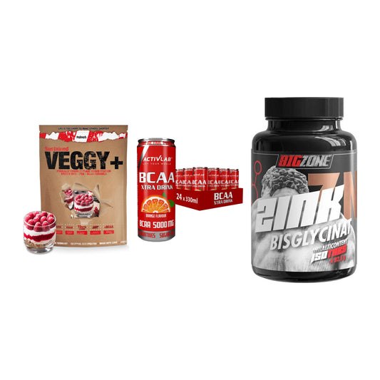 Pflanzliches Set: Sinob VEGGY + Activlab BCAA + Big Zone Zink – alle enthaltenen Artikel