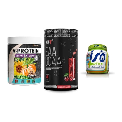 Pflanzliches Set: ProFuel V-Prote + MST EAA & BCAA + Olimp Iso Plus – alle enthaltenen Artikel