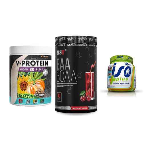 Pflanzliches Set: ProFuel V-Prote + MST EAA & BCAA + Olimp Iso Plus – alle enthaltenen Artikel