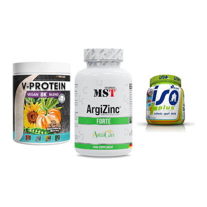 Pflanzliches Set: ProFuel V-Prote + MST ArgiZinc + Olimp Iso Plus – alle enthaltenen Artikel