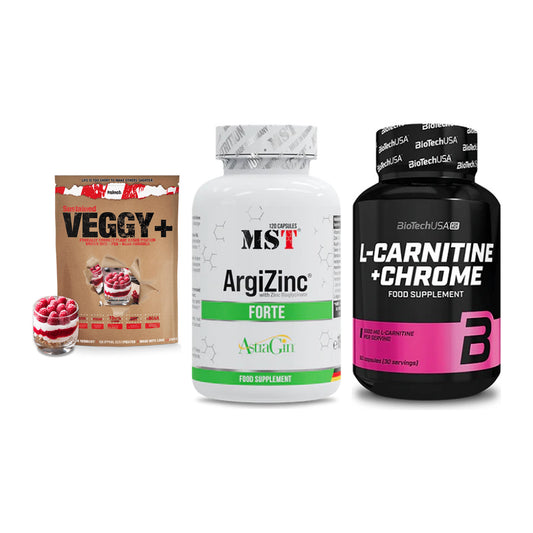 Pflanzliches Set: Sinob VEGGY + MST ArgiZinc + BioTech L-Carni – alle enthaltenen Artikel