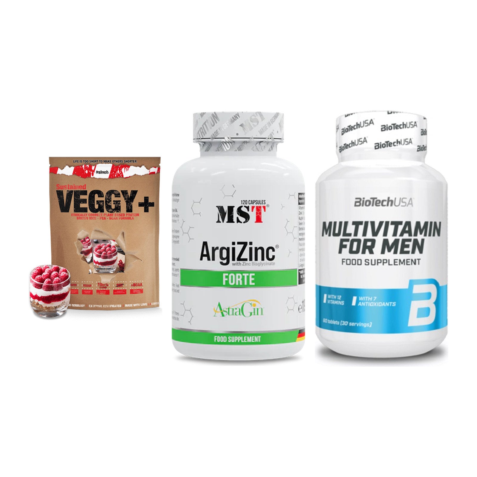 Pflanzliches Set: Sinob VEGGY + MST ArgiZinc + BioTech Multivi – alle enthaltenen Artikel