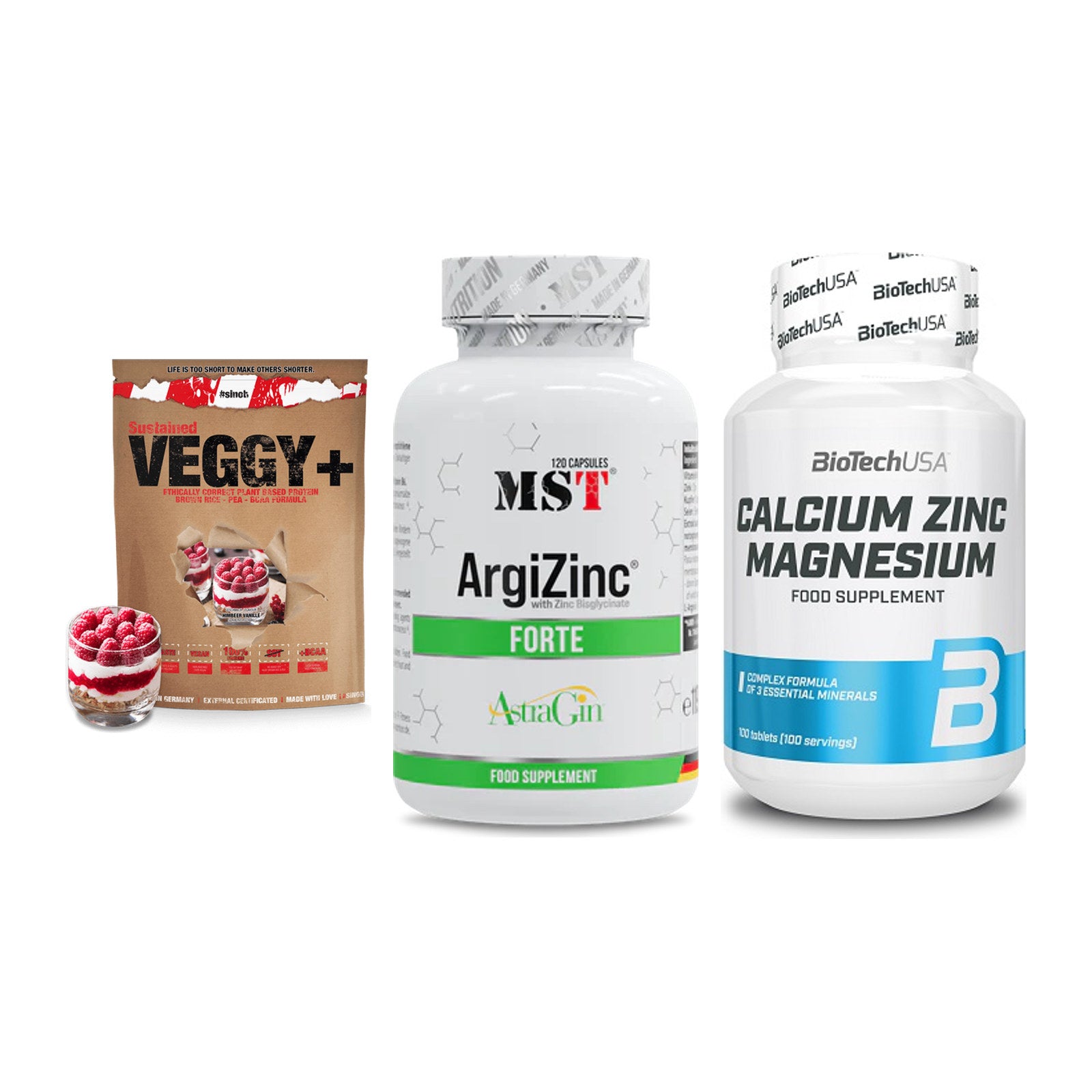 Pflanzliches Set: Sinob VEGGY + MST ArgiZinc + BioTech Calcium – alle enthaltenen Artikel