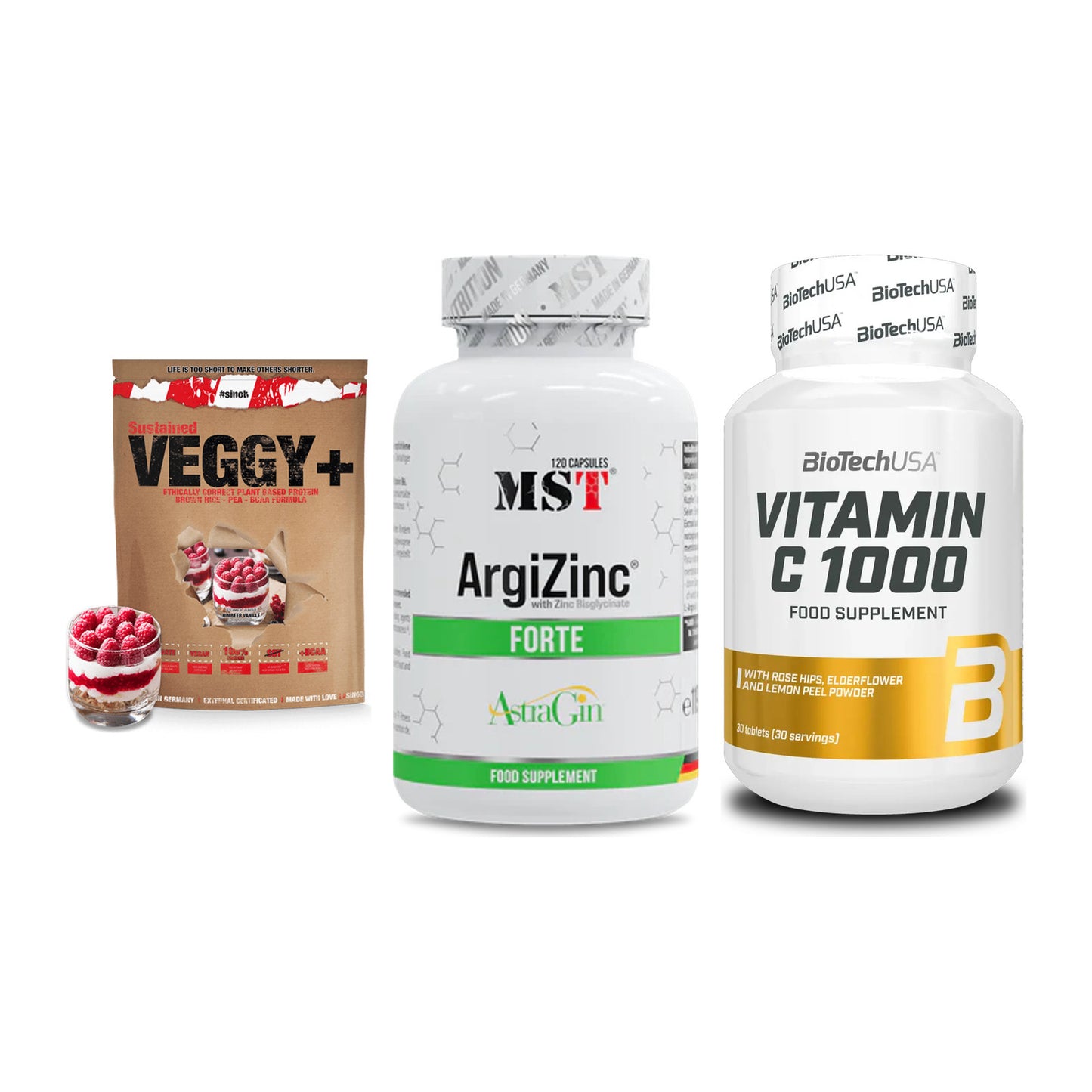 Pflanzliches Set: Sinob VEGGY + MST ArgiZinc + BioTech Vitamin – alle enthaltenen Artikel