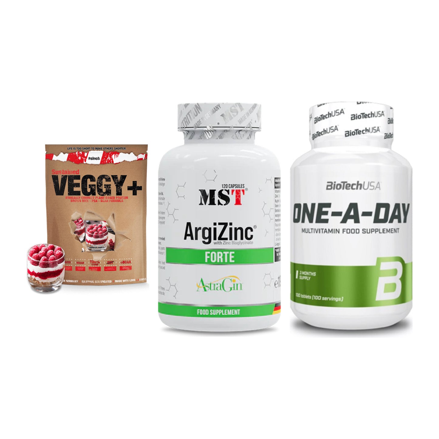 Pflanzliches Set: Sinob VEGGY + MST ArgiZinc + BioTech One A – alle enthaltenen Artikel