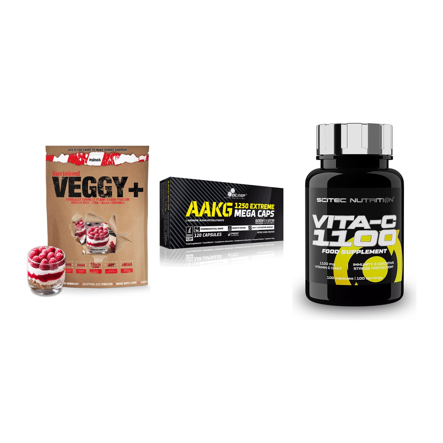 Pflanzliches Set: Sinob VEGGY + Olimp AAKG + Scitec Vitamin – alle enthaltenen Artikel