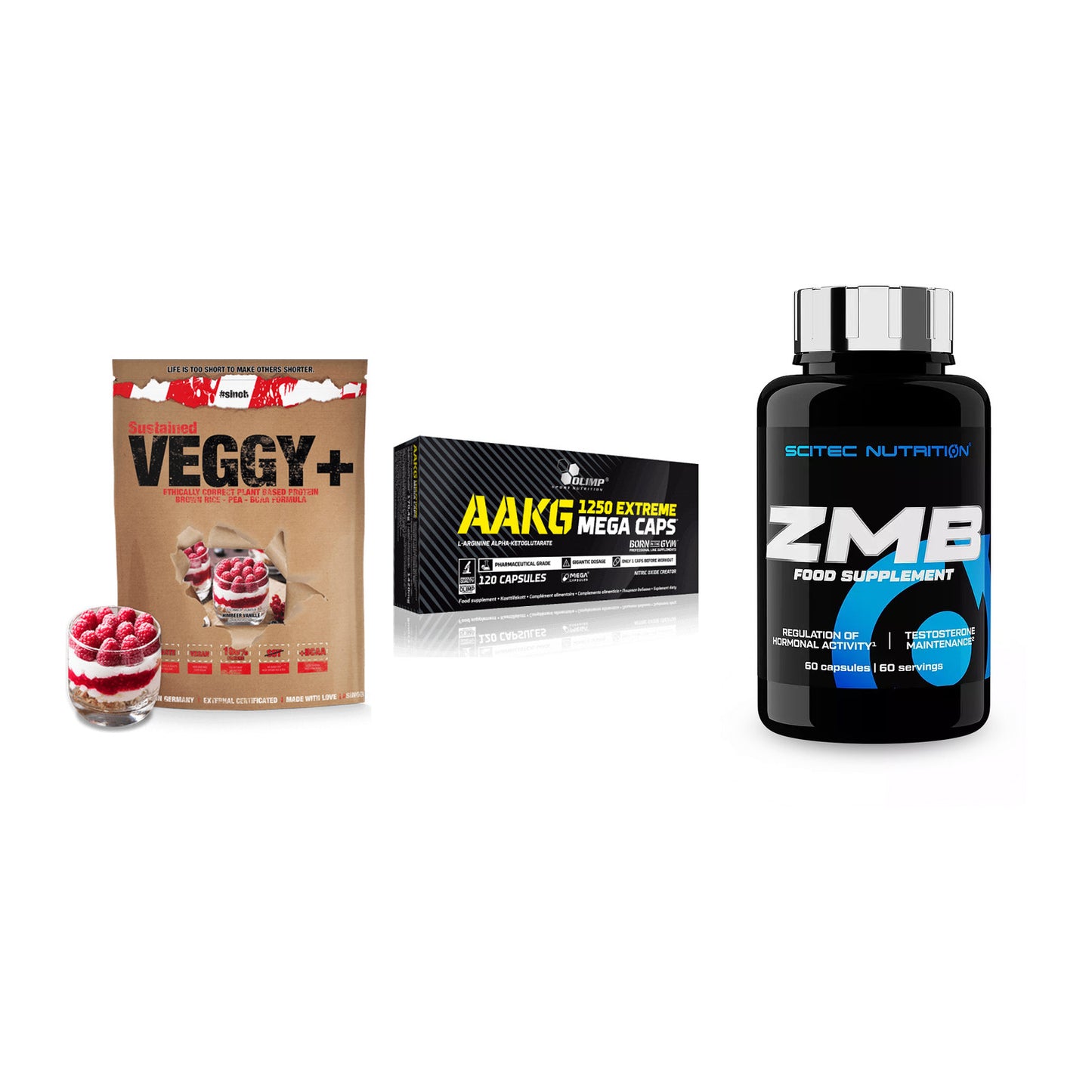 Pflanzliches Set: Sinob VEGGY + Olimp AAKG + Scitec ZMB – alle enthaltenen Artikel