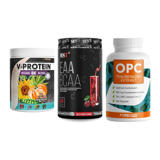 Pflanzliches Set: ProFuel V-Prote + MST EAA & BCAA + ProFuel OPC – alle enthaltenen Artikel