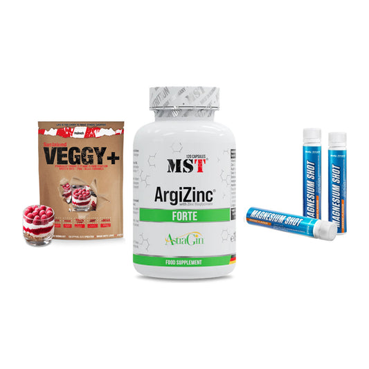 Pflanzliches Set: Sinob VEGGY + MST ArgiZinc + Body Attack – alle enthaltenen Artikel