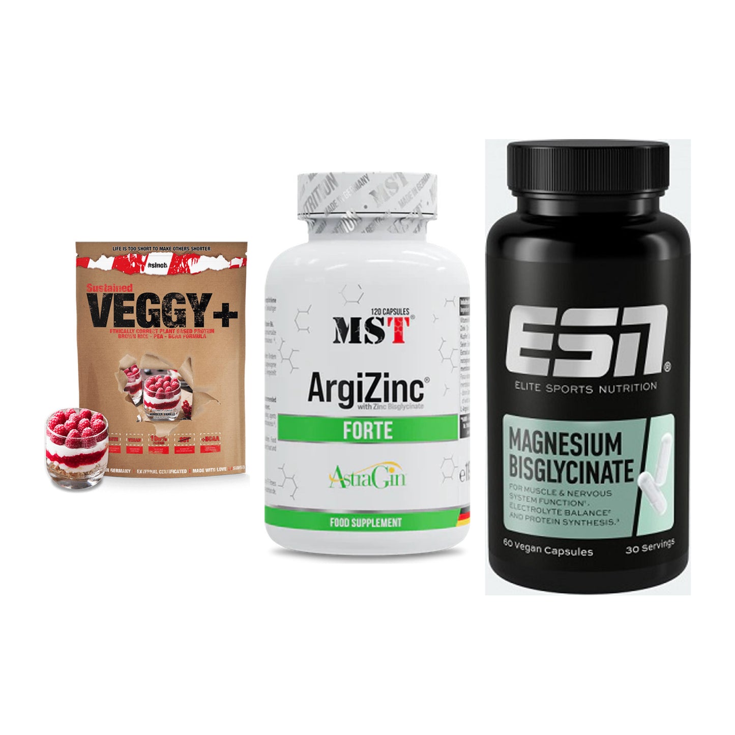 Pflanzliches Set: Sinob VEGGY + MST ArgiZinc + ESN Magnesium – alle enthaltenen Artikel