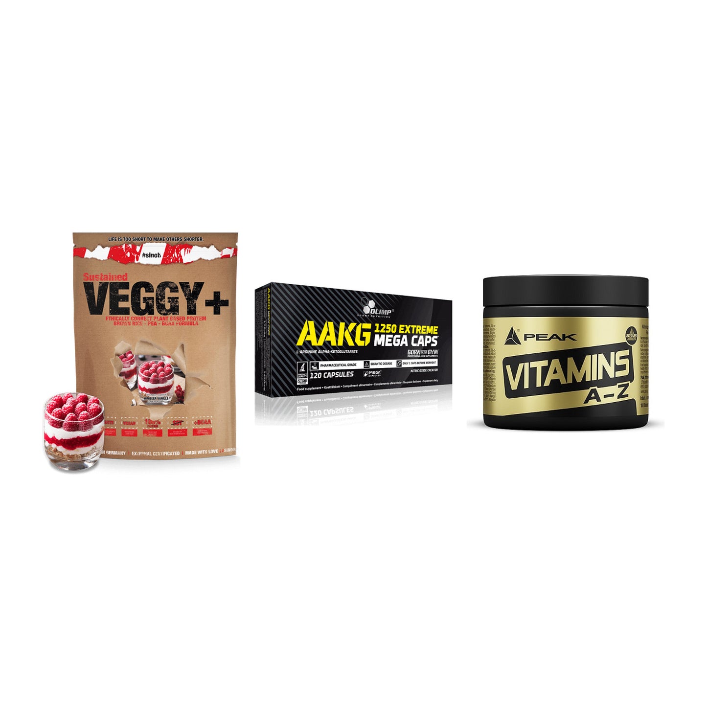 Pflanzliches Set: Sinob VEGGY + Olimp AAKG + Peak Vitamin – alle enthaltenen Artikel