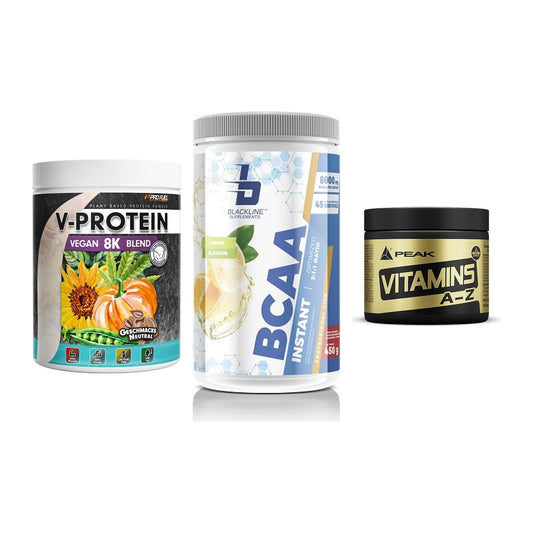 Pflanzliches Set: ProFuel V-Prote + Blackline + Peak Vitamin – alle enthaltenen Artikel