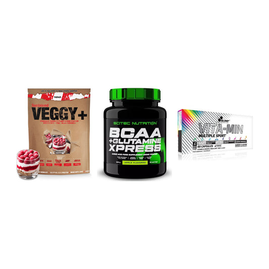 Pflanzliches Set: Sinob VEGGY + Scitec BCAA + Olimp Vita-Min – alle enthaltenen Artikel
