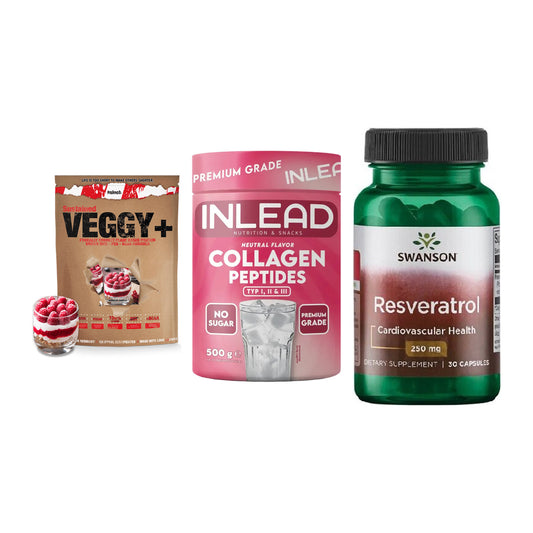 Pflanzliches Set: Sinob VEGGY + INLEAD Collagen + Swanson Resvera – alle enthaltenen Artikel