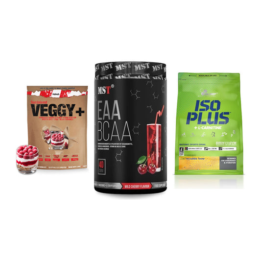 Pflanzliches Set: Sinob VEGGY + MST EAA & BCAA + Olimp Iso Plus – alle enthaltenen Artikel