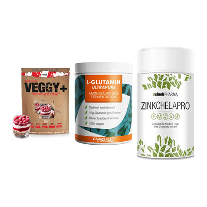 Pflanzliches Set: Sinob VEGGY + ProFuel Glutami + Sinob Zink – alle enthaltenen Artikel