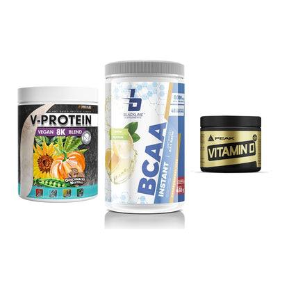 Pflanzliches Set: ProFuel V-Prote + Blackline + Peak Vitamin D – alle enthaltenen Artikel