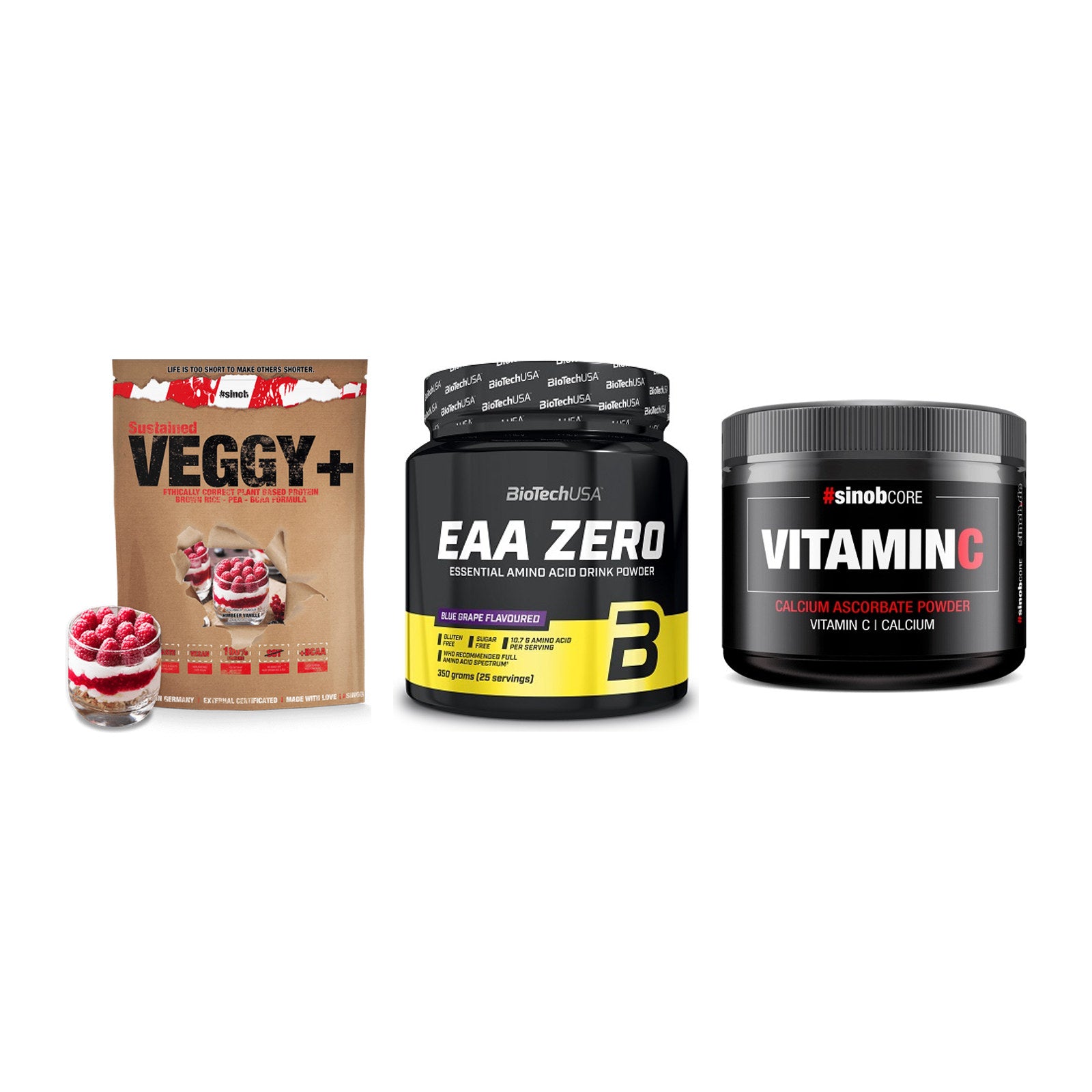 Pflanzliches Set: Sinob VEGGY + BioTech EAA + Sinob Vitamin C – alle enthaltenen Artikel