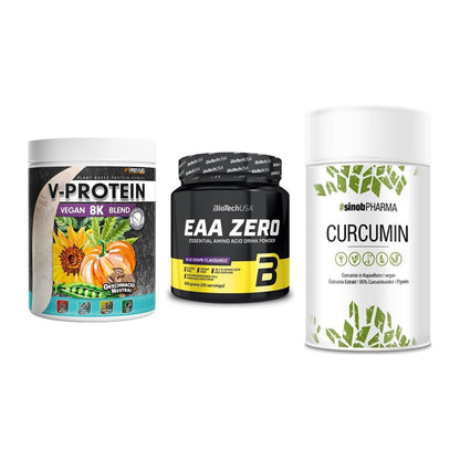 Pflanzliches Set: ProFuel V-Prote + BioTech EAA + Sinob Curcumin – alle enthaltenen Artikel