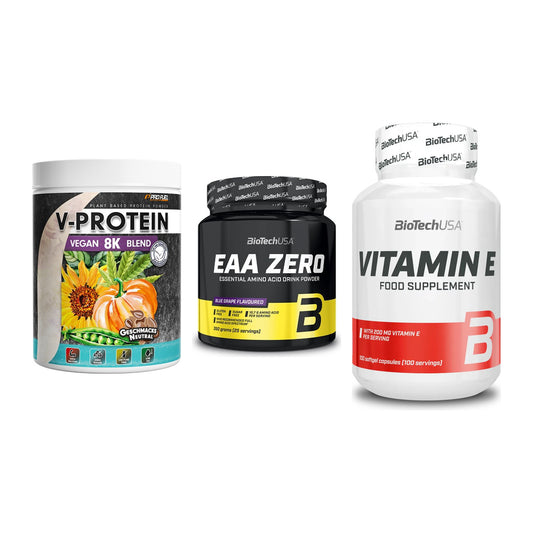Pflanzliches Set: ProFuel V-Prote + BioTech EAA + BioTech Vitamin – alle enthaltenen Artikel