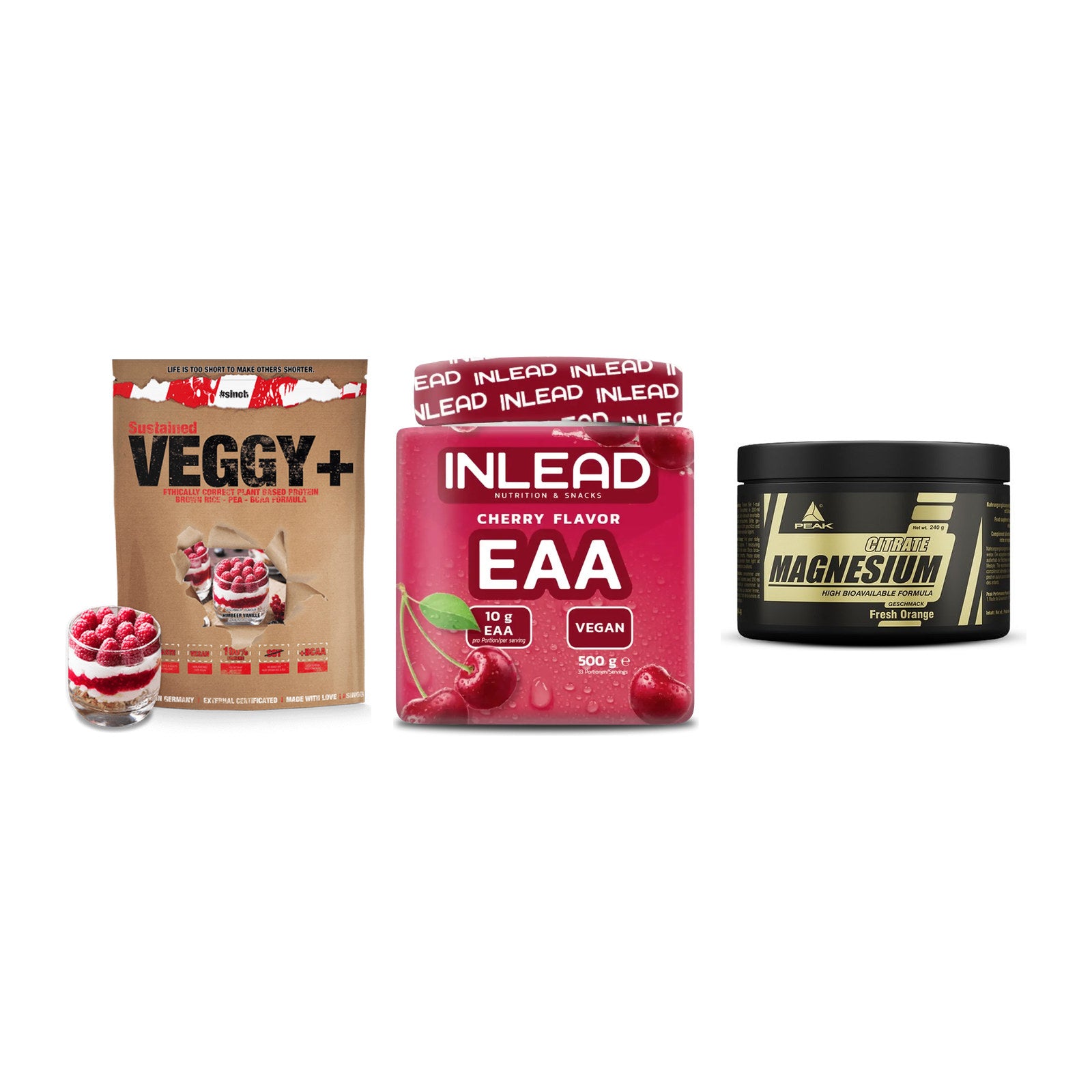 Pflanzliches Set: Sinob VEGGY + INLEAD EAA + Peak Magnesium – alle enthaltenen Artikel
