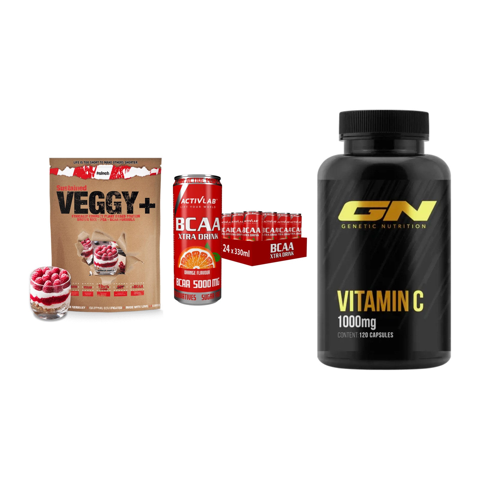 Pflanzliches Set: Sinob VEGGY + Activlab BCAA + GN Vitamin C – alle enthaltenen Artikel