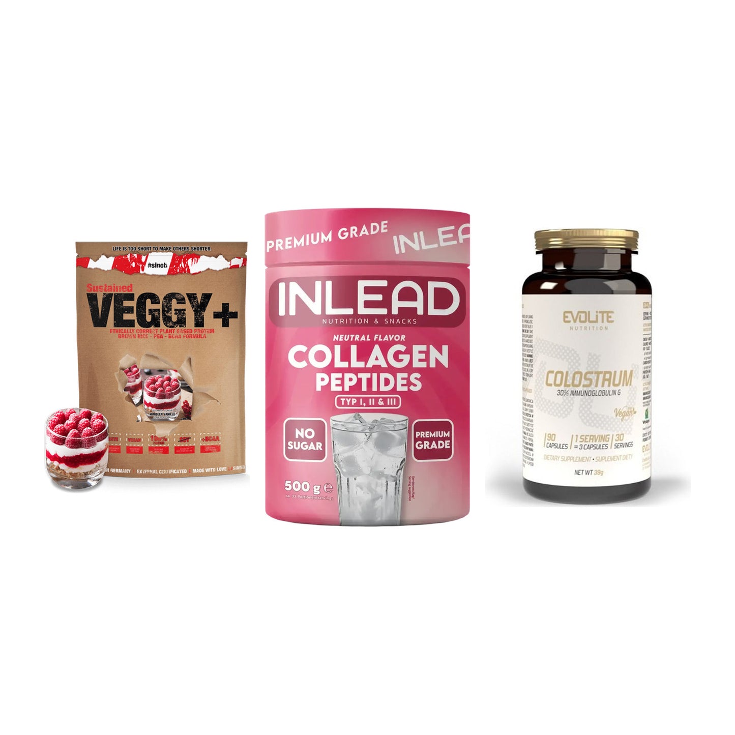 Pflanzliches Set: Sinob VEGGY + INLEAD Collagen + Evolite Nutriti – alle enthaltenen Artikel