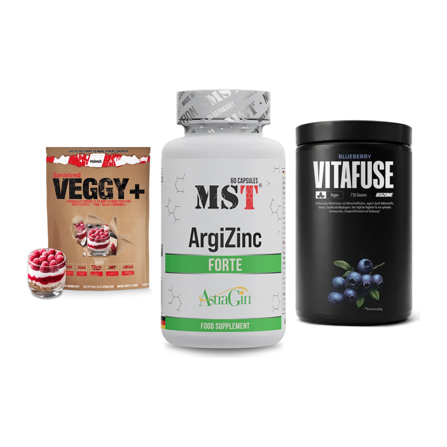 Pflanzliches Set: Sinob VEGGY + MST ArgiZinc + Big Zone – alle enthaltenen Artikel