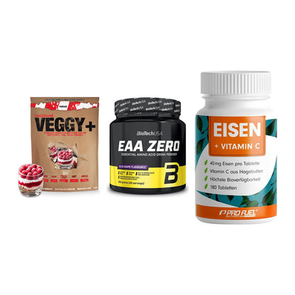 Pflanzliches Set: Sinob VEGGY + BioTech EAA + ProFuel EISEN – alle enthaltenen Artikel