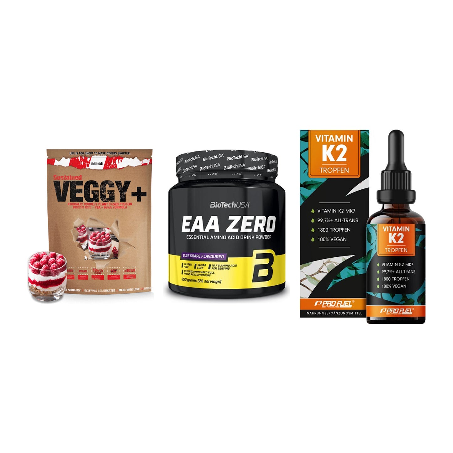 Pflanzliches Set: Sinob VEGGY + BioTech EAA + ProFuel Vitamin – alle enthaltenen Artikel