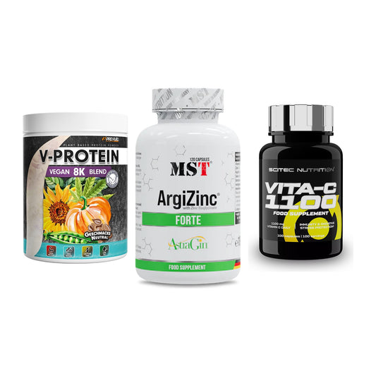 Pflanzliches Set: ProFuel V-Prote + MST ArgiZinc + Scitec Vitamin – alle enthaltenen Artikel