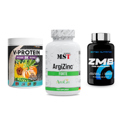 Pflanzliches Set: ProFuel V-Prote + MST ArgiZinc + Scitec ZMB – alle enthaltenen Artikel