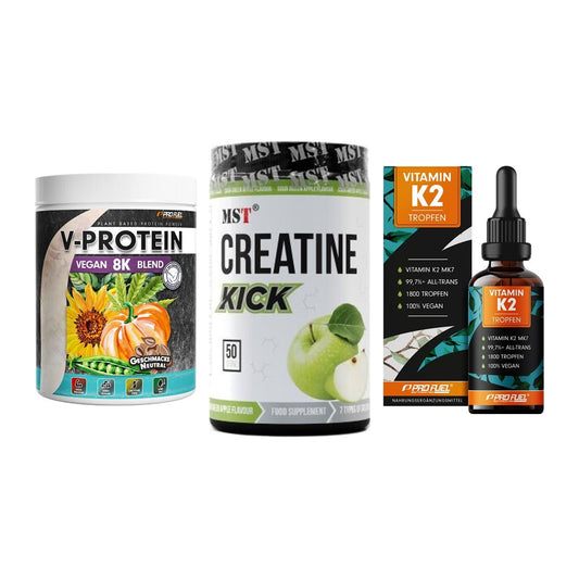 Pflanzliches Set: ProFuel V-Prote + MST Creatine + ProFuel Vitamin – alle enthaltenen Artikel