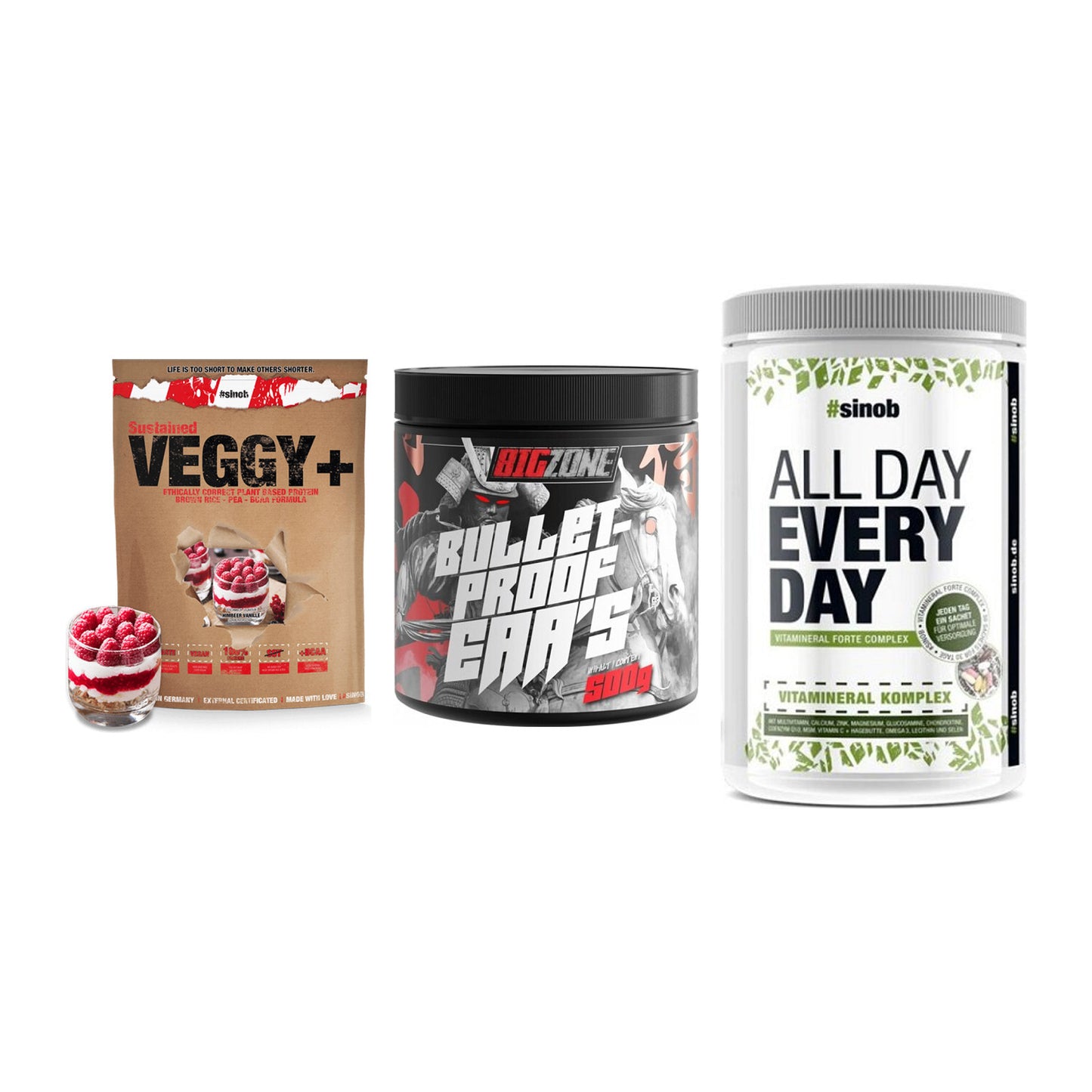 Pflanzliches Set: Sinob VEGGY + Big Zone + Sinob All Day – alle enthaltenen Artikel