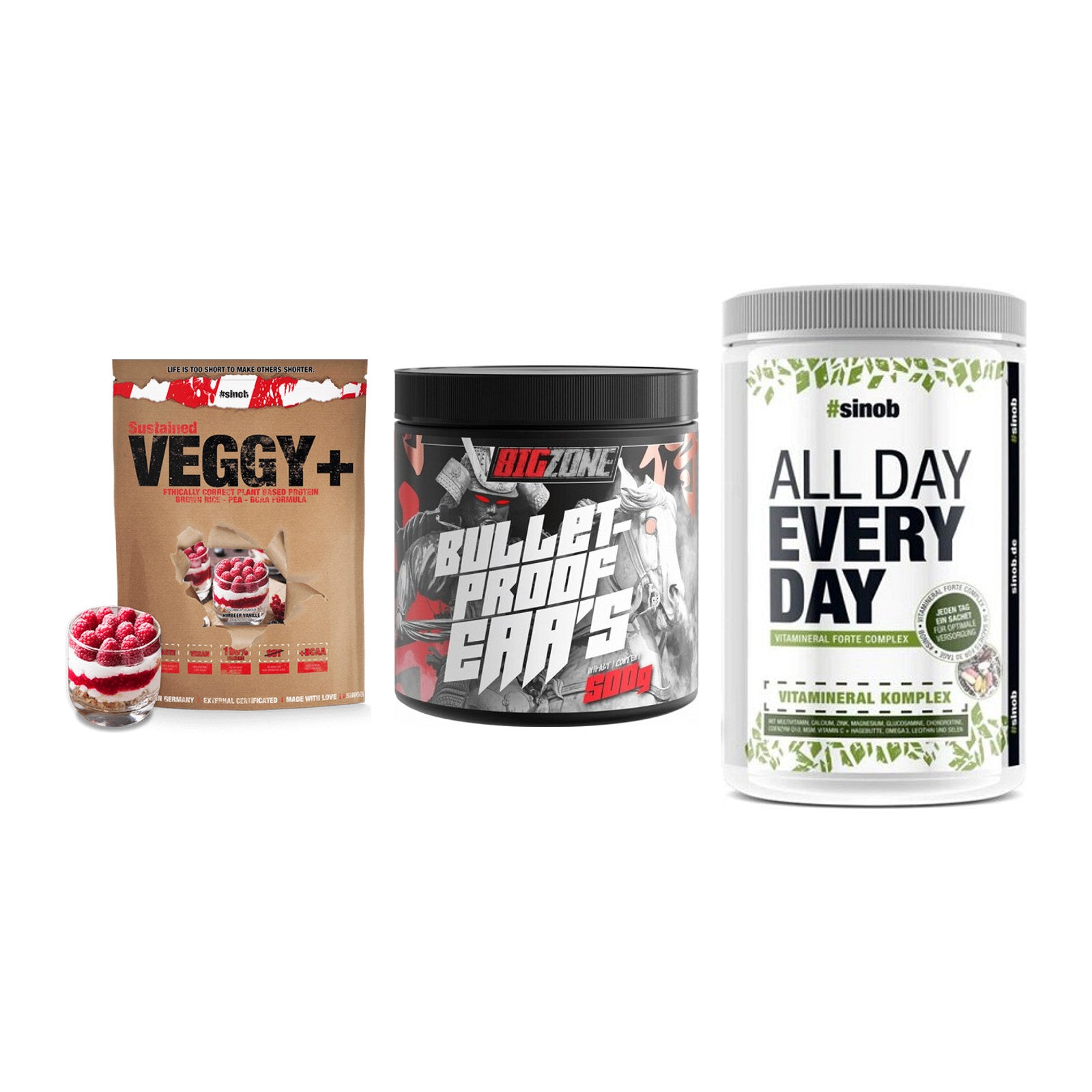 Pflanzliches Set: Sinob VEGGY + Big Zone + Sinob All Day – alle enthaltenen Artikel