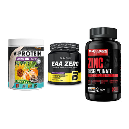 Pflanzliches Set: ProFuel V-Prote + BioTech EAA + Body Attack – alle enthaltenen Artikel