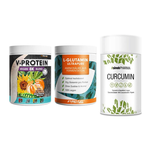 Pflanzliches Set: ProFuel V-Prote + ProFuel Glutami + Sinob Curcumin – alle enthaltenen Artikel