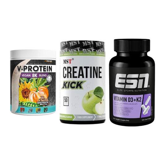 Pflanzliches Set: ProFuel V-Prote + MST Creatine + ESN Vitamin D3 – alle enthaltenen Artikel