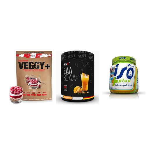 Pflanzliches Set: Sinob VEGGY + MST EAA & BCAA + Olimp Iso Plus – alle enthaltenen Artikel