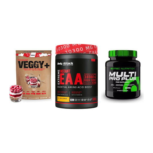 Pflanzliches Set: Sinob VEGGY + Body Attack + Scitec Multi – alle enthaltenen Artikel