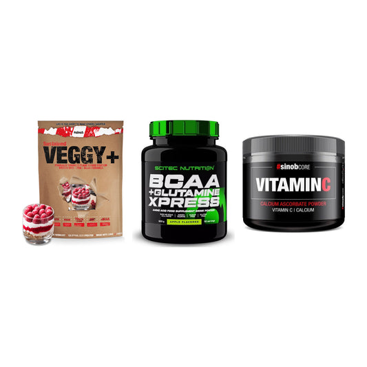 Pflanzliches Set: Sinob VEGGY + Scitec BCAA + Sinob Vitamin C – alle enthaltenen Artikel