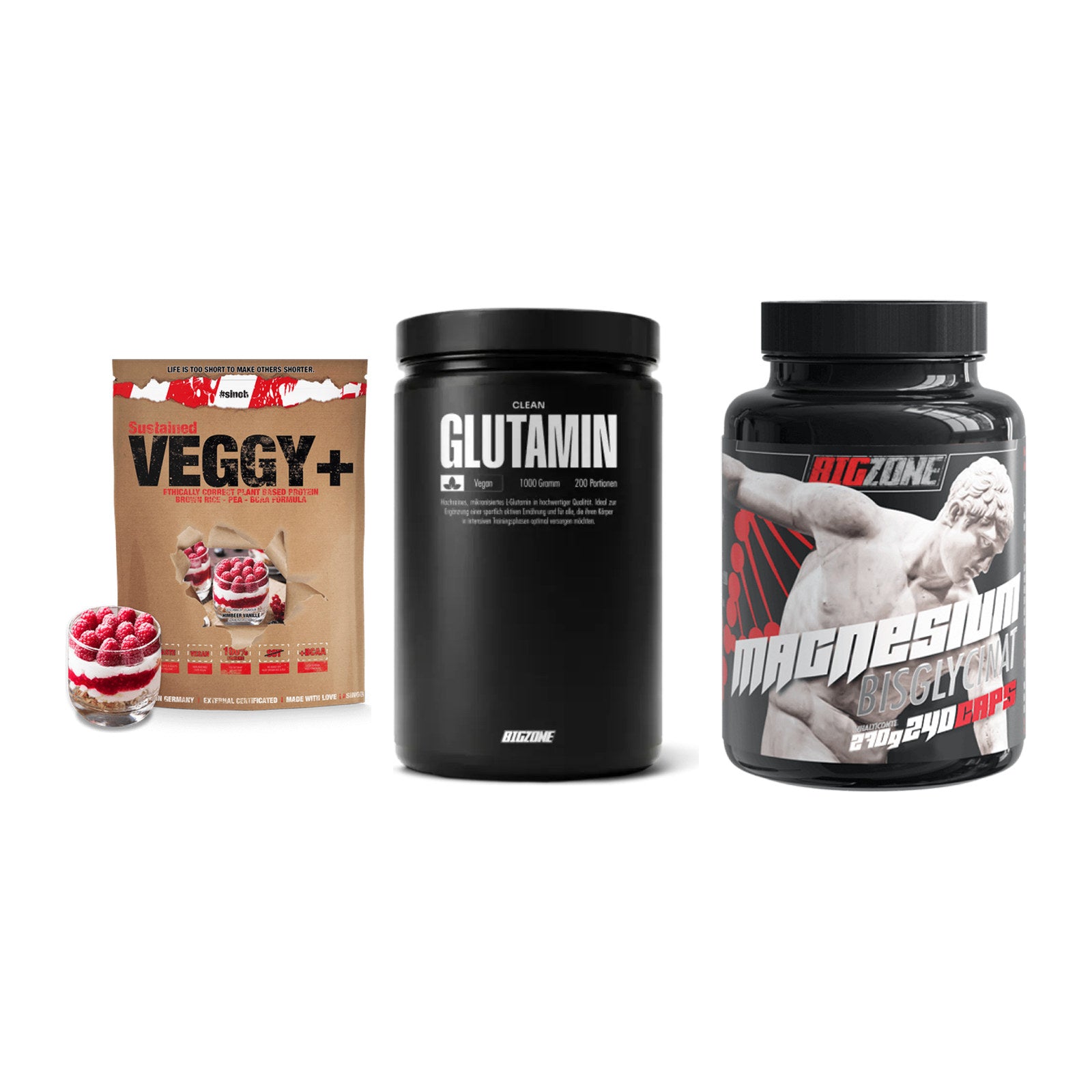 Pflanzliches Set: Sinob VEGGY + Big Zone Glutamin + 1 weitere – alle enthaltenen Artikel